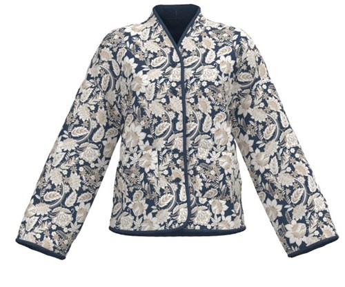 Vero Moda Jane Langærmet quiltet jakke, Blå Blomstret